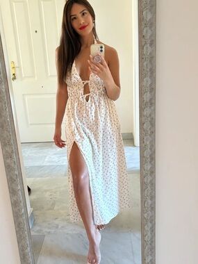 OH POLLY AeriS 
Backless Cotton-Poplin Midaxi Dress ALL WHITE